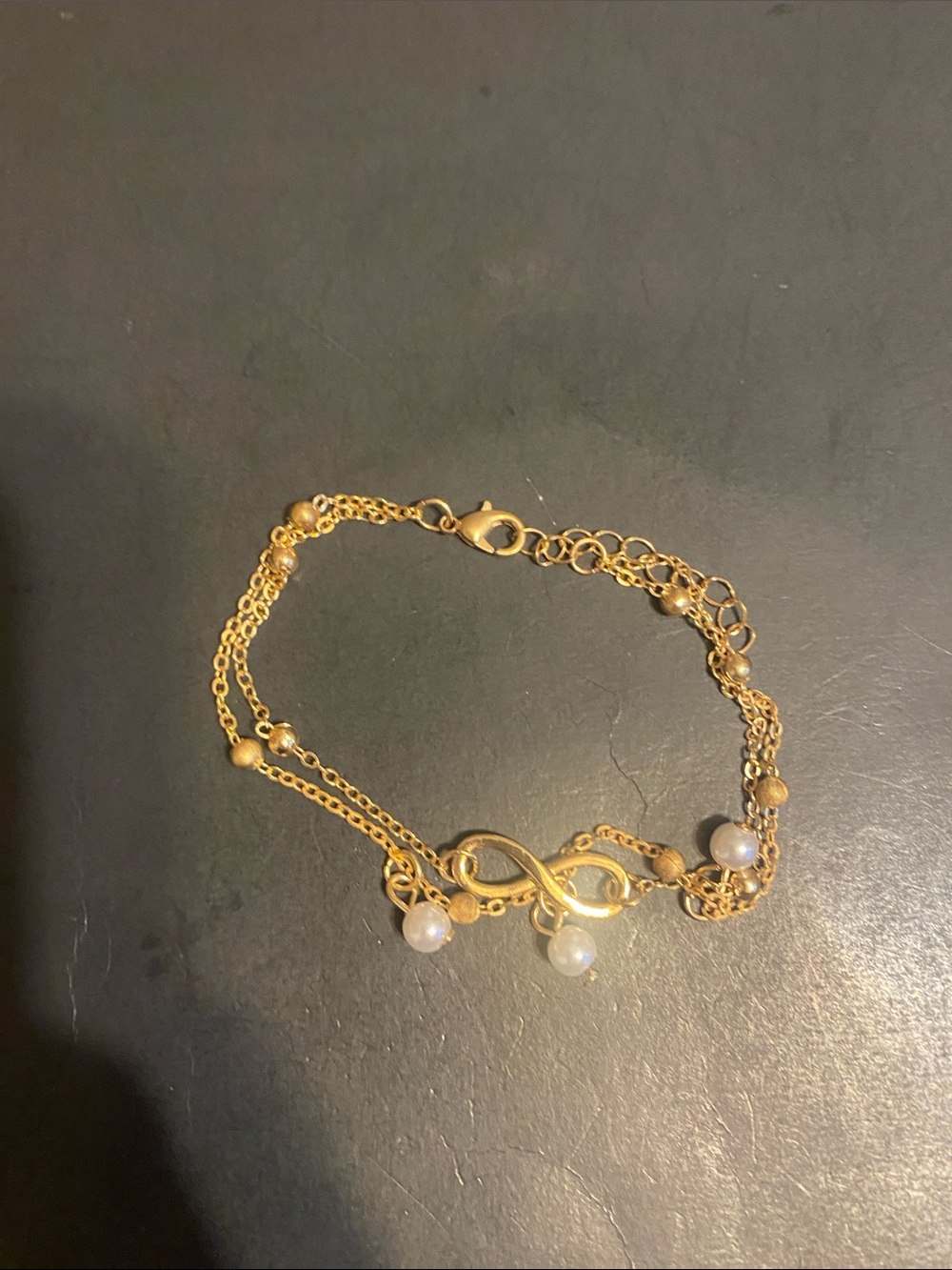 14K Gold plated Infinity Pearl Anklet - Women Jewelry